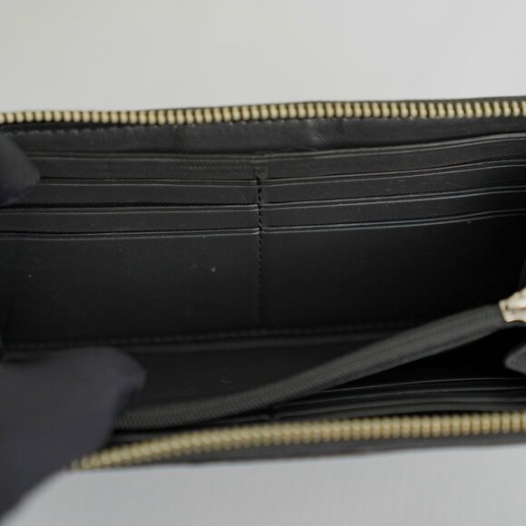 COACH Signature Canvas & Leather Zip-Around Long Wallet - Smoke Black - Used - Picture 11 of 12